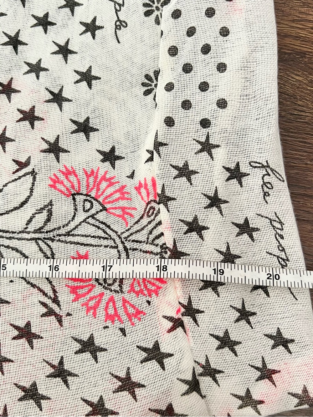 Free People Cream Tote with Pink Floral and Black Star Print - Picture 2 of 2